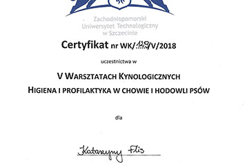 Katarzyna Flis - certyfikat